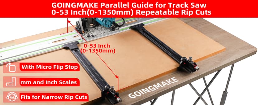 Track Saw Parallel Guide System with Mirco Adjustable Flip Stop and Zero Calibration for Woodworking Repeatable Rip Cuts for Track Saw Guide Rail Compatible with Festool,Makita,Milwaukee