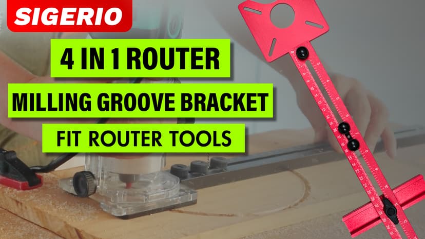 New 4 in 1 Router Milling Groove Bracket, Aluminum Alloy Router Circle Cutting Jig, Multifunctional Router Guide for Cutting Circles, Adjustable Router Jig Tool for Woodworking (Rose Red)