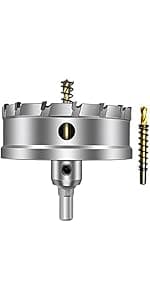 ASNOMY Tungsten Carbide Tipped Hole Saw Drill Bit for Hard Metal, 4 Inch T.C.T Hole Saw Cutter with 2pcs Titanium-Plated Pilot Drill bit for Metal, Stainless Steel, Iron, Wood, Plastic