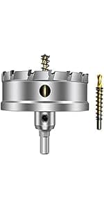 ASNOMY Tungsten Carbide Tipped Hole Saw Drill Bit for Hard Metal, 4 Inch T.C.T Hole Saw Cutter with 2pcs Titanium-Plated Pilot Drill bit for Metal, Stainless Steel, Iron, Wood, Plastic