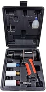 Beswell® 1/2-Inch Air Impact Wrench-1180 Foot-Pounds Max Loosen Torque Output-Well Balanced Lightweight 4.6Lbs-Includes 5-Pieces CR-V Steel SAE Impact Sockets Set & Carrying Case