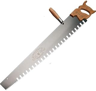 Hand Saw for Wood Cutting - 3’ One Man Crosscut Saw for Logging with Screw-on Auxiliary Handle, Great American Style Teeth, and Self-Clearing Gullets by Kings County Tools