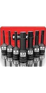 3/8" Hand Reversible Impact Driver Set, Manual Impact Screwdriver Kit, for Removing Damaged, Rusted Screw Bolt & Fasteners, 13PCS