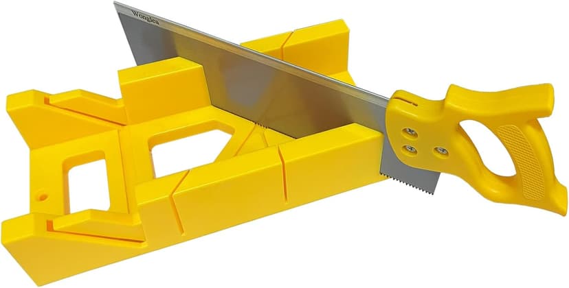 Mitre Box and Saw Set for Wood, Gypsum – Miter Box with 45° & 90° Angle Cuts – Precise Hand Saw with Storage Cutting Guide – Ideal for Molding, Trim, Frame & Baseboard Projects