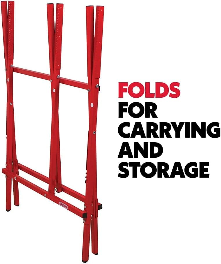 Oregon Steel Log Saw Horse, Foldable & Adjustable Sawbuck, 10 Inch Log Capacity, Folding Wood Cutting Stand, for Logging, Splitting & Firewood (584145)