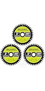 3Pack 3 Inch 24T Wood Cutting Circular Saw Blade for Woods, Plastic, PVC, Acrylic, Aluminum,7/16" Arbor TCT Saw Blade Compatible with All Dremel Saw-MAX, Ultra-Saws, RotoZip Saws,Dewalt Saws