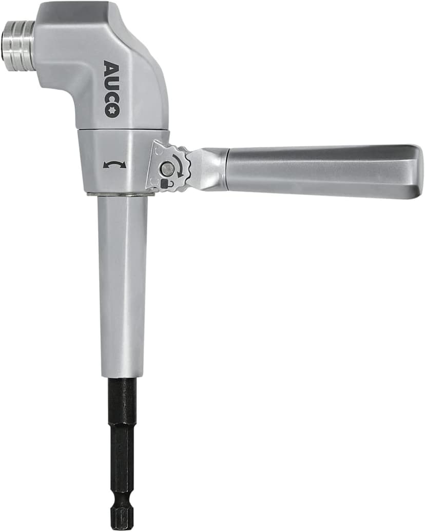 AUCO Durable Right Angle Drill Attachment, Adjustable Drill Adapter, Impact Fit, Max Torque 500 in-lbs (56.5 Nm), All Metal Body & Steel Gear, For Use with Cordless Drill and Impact Driver