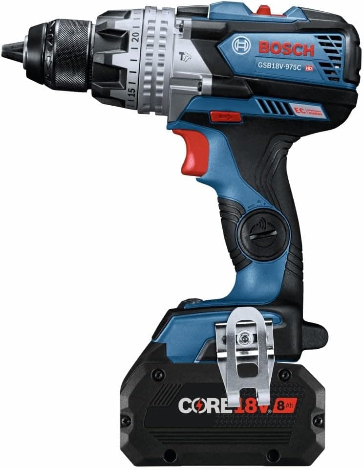BOSCH GSB18V-975CB25 18V Brushless Connected-Ready 1/2 In. Hammer Drill/Driver Kit with (2) CORE18V® 4 Ah Advanced Power Batteries