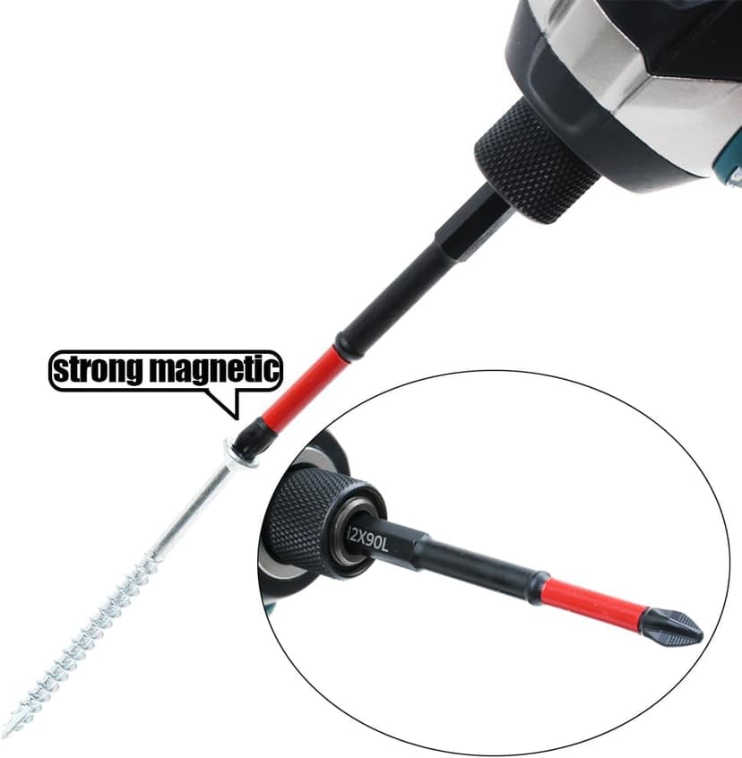 AUTOTOOLHOME 10 Pack Phillips PH2 Magnetic Anti Slip Screwdriver Bit Set 3-1/2" Length TS2 Anti-Slip Long Drill Bits Impact Driver Bits