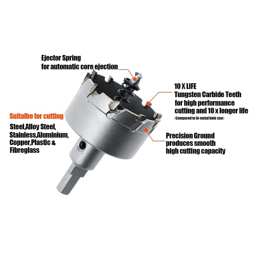 AUTOTOOLHOME 2 inch (50mm) Metal Steel Hole Saw Tooth Carbide Tip TCT Drill Bits Kit for Thick Metal Wood