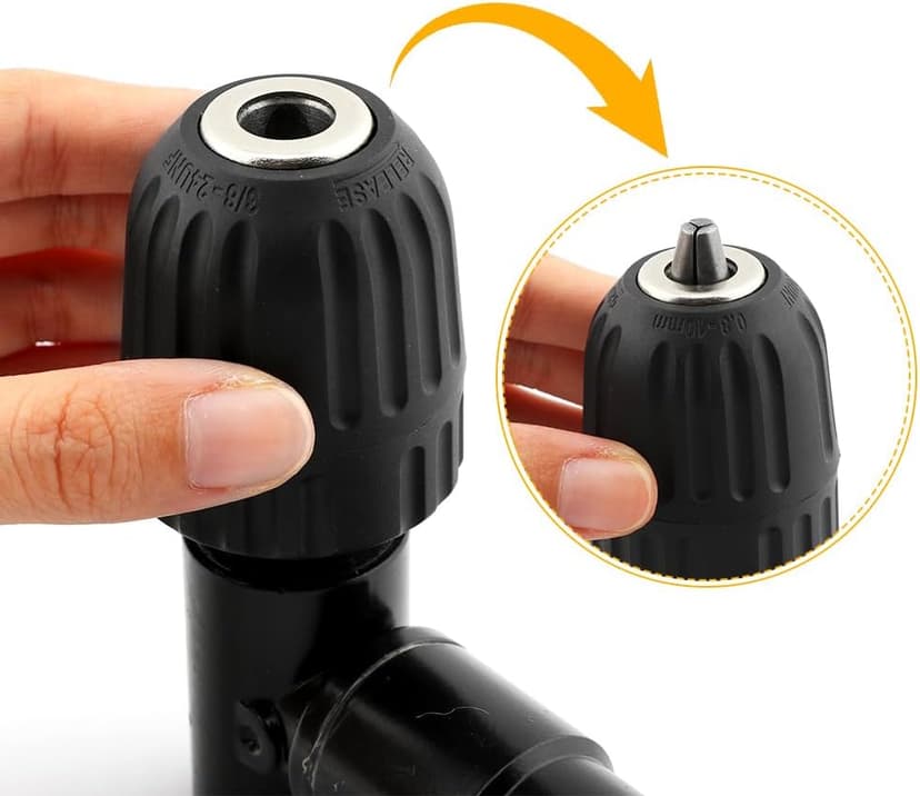 Right Angle Drill Attachment 90° Adapter - 0.8-10mm Keyless Chuck for Tight Corners, Fits Electric Drills, Impact Drivers & Screwdrivers - Great for Home Repairs & Metalworking