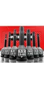 3/8" Hand Reversible Impact Driver Set, Manual Impact Screwdriver Kit, for Removing Damaged, Rusted Screw Bolt & Fasteners, 13PCS