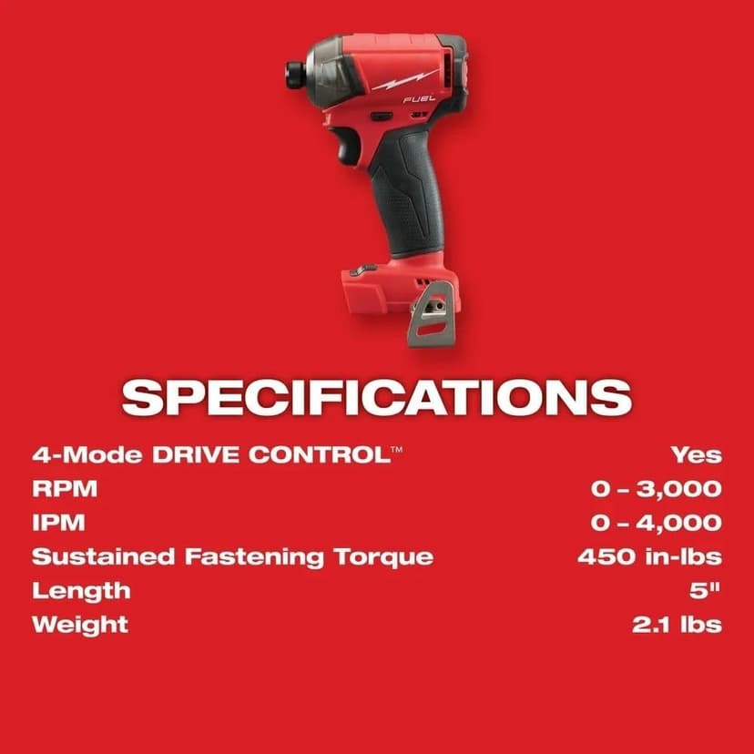 2760-20 Impact Drivers for Milwaukee M18 FUEL 1/4" 18V Hex Hydraulic Driver - Bare Tool