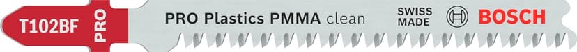 Bosch 2 x PRO Plastics PMMA Clean T102BF Jigsaw Blade (for Plastic, Plastic, Length 92 mm, Professional Accessories Jigsaw)