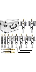 ASNOMY Tungsten Carbide Tipped Hole Saw Drill Bit for Hard Metal, 4 Inch T.C.T Hole Saw Cutter with 2pcs Titanium-Plated Pilot Drill bit for Metal, Stainless Steel, Iron, Wood, Plastic