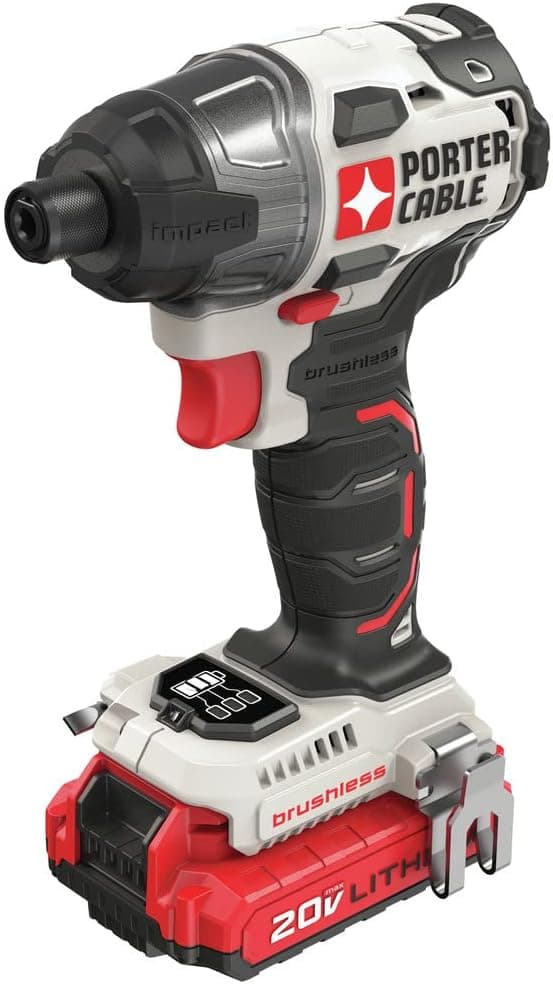 PORTER-CABLE 20V MAX Impact Driver, 1/4 Inch, 2,700 RPM, Battery and Charger Included (PCCK647LB)