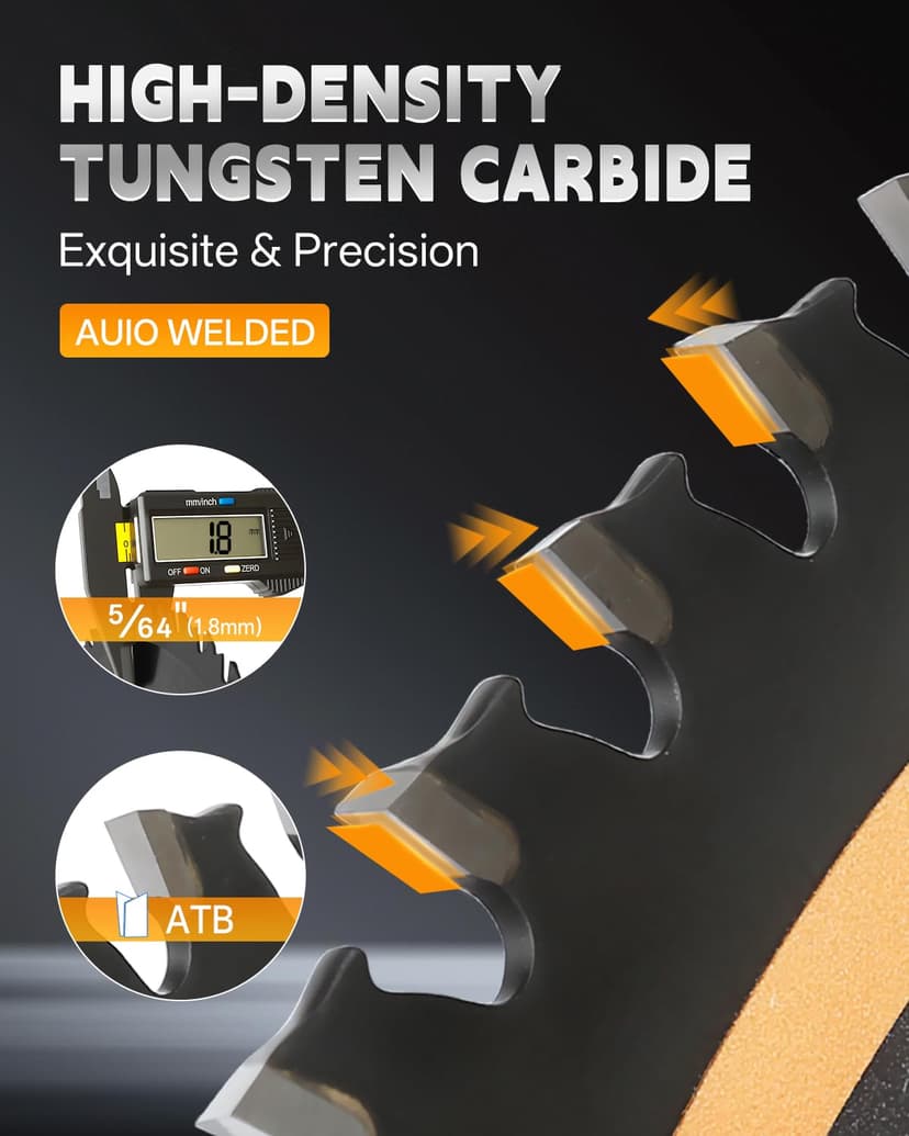 COMOWARE 7 1/4“ Circular Saw Blade, 60T ATB Circular Saw Blade, 5/8" Arbor, TCT Carbide-Tipped, Anti-Vibration, Teflon Anti-Stick, Miter Saws Blades for Wood, Laminate, Plywood & Hardwoods