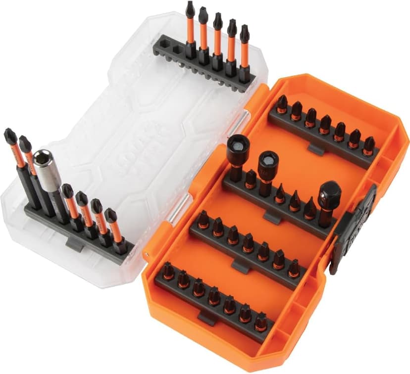 Klein Tools 33801 Impact Driver Bit Set with Magnetic Nut Drivers, ProFlex S2 Steel Phillips, Slotted, Square, TORX Bits with Case, MODBox Compatible, 40-Piece