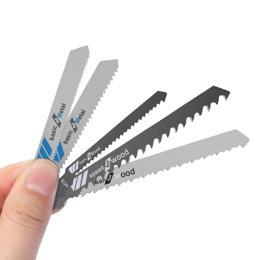 20 Piece Jigsaw Blades Set Assortment of Professional T-Handle Jig Saw Blade Kits Multi-Purpose Jig Saw Blades Replacement Set for Wood Pruning, Plastic, and Metal Cutting