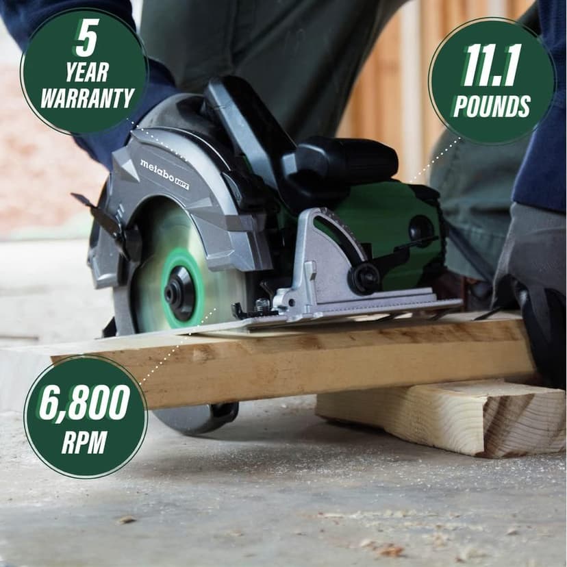 Metabo HPT Circular Saw Kit | RIPMAX | 7 1/4-Inch Blade | 6,800 RPM | Dust Blower Function | 5-Year Warranty | C7UR