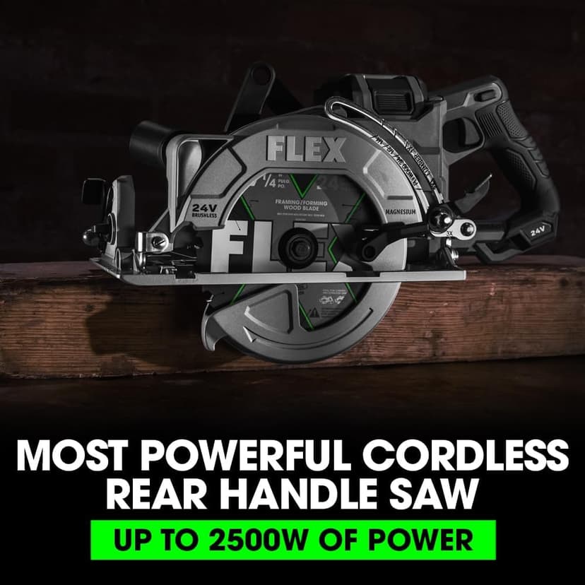FLEX 24V Brushless Cordless 7-1/4-Inch Rear Handle Circular Saw Tool Only, Battery and Charger Not Included - FX2141R-Z