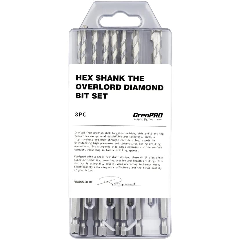 Concrete Drill Bit Set, 8 PCS Masonry Drill Bit Set for Concrete 5/32"-3/8", Industrial Carbide Drill Bits, Shockproof Hex Shank Hammer Drill Bit Set for Cement/Porcelain Tile/Brick/Class/Plastic