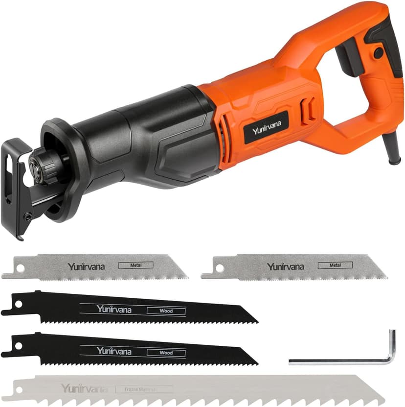 120V Reciprocating Saw, 6.0 Amp Variable Speed Corded Reciprocating Saw with 4/5" Stroke Length, 3000 SPM and 4-1/2" Max for Wood, Metal, PVC Pipe Cutting