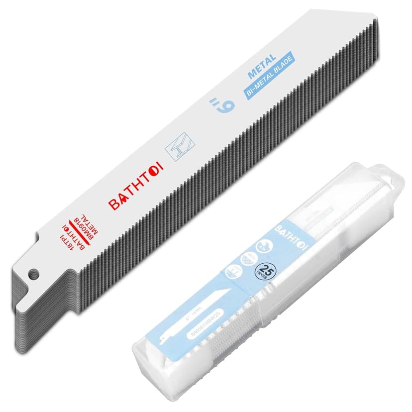 25 Pack 6 Inch 18 Tpi Reciprocating Saw Blades for Sheet Metal, Pipes, Nails Cutting, Profiles Cutting, Bi-Metal Sawzall Blades with 8% Cobalt for Longer Life and Faster Cutting Speed