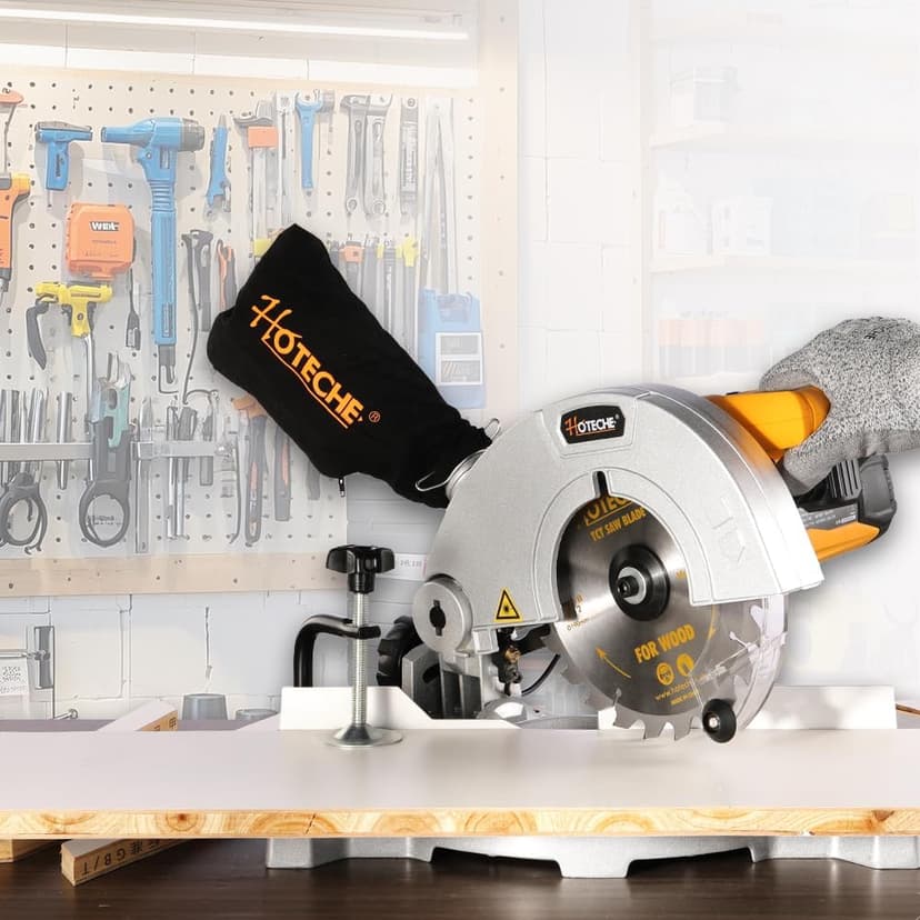 Hoteche 7-1/4-Inch Miter Saw 7.5A Compound Single Bevel Chop Saw with Laser and Blade for Wood and Metal Working