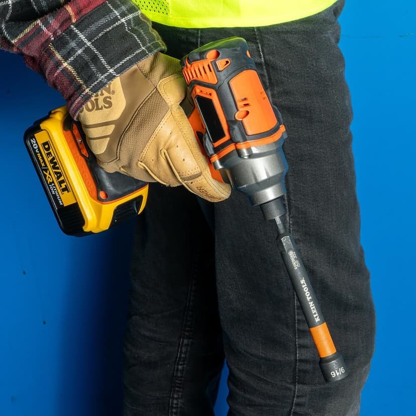 Klein Tools 32930 SAE Magnetic Impact Nut Setter Set, 6-Piece Color Coded Power Nut Driver with Extended Reach, 6 SAE Sizes