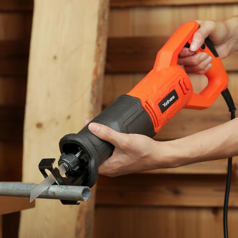 120V Reciprocating Saw, 6.0 Amp Variable Speed Corded Reciprocating Saw with 4/5" Stroke Length, 3000 SPM and 4-1/2" Max for Wood, Metal, PVC Pipe Cutting