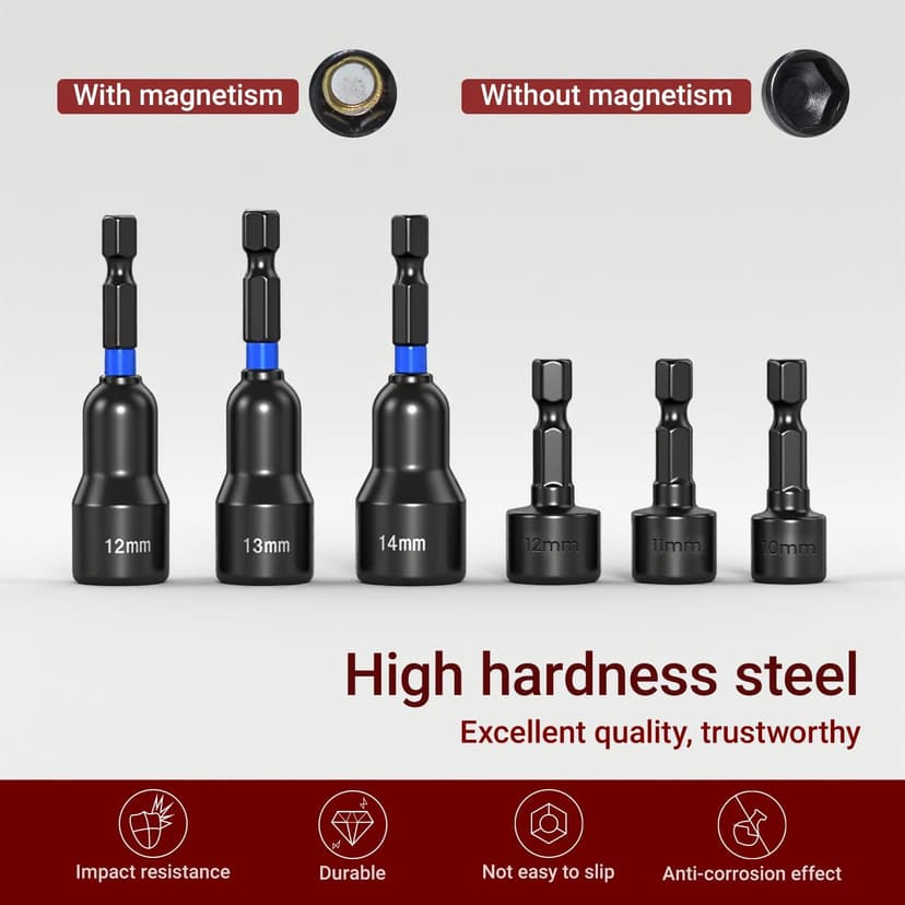 39-Piece Magnetic Nut Driver Set, Includes Metric & SAE Impact Driver Bit Set, Bit Extension & Drill Bit Adapter | 1/4" Hex Shank | Cr-V Steel, Screwdriver Bits, Bit Holder, Slotting Tool Box