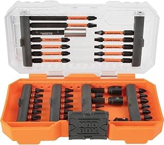 Klein Tools 33801 Impact Driver Bit Set with Magnetic Nut Drivers, ProFlex S2 Steel Phillips, Slotted, Square, TORX Bits with Case, MODBox Compatible, 40-Piece