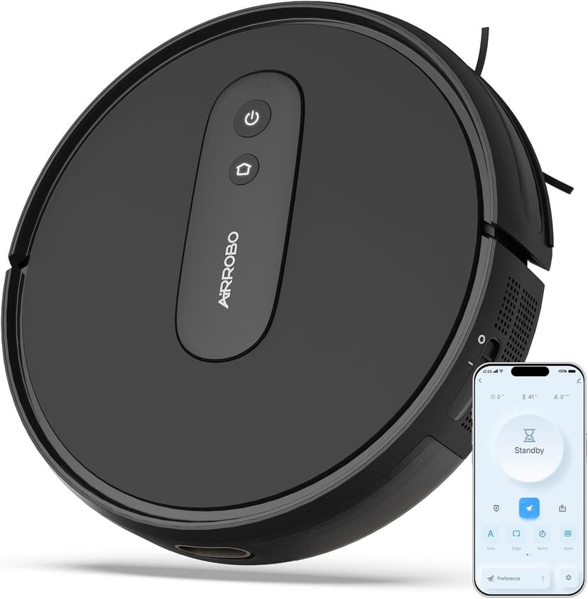 AIRROBO Robot Vacuums with 2800Pa Suction, 3-inch Slim Body, Gyroscope Navigation, Remote & App Control, 600ML Dustbin, Automatic Recharge – Ideal Robot Vacuums Cleaner for Homes
