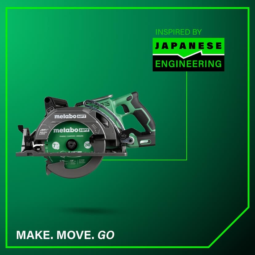 Metabo HPT 36V MultiVolt 7-1/4 Inch Rear Handle Circular Saw, Cordless Circular Saw with 36V Battery, Lightweight Design, 53° Bevel Capacity, Brushless Motor, Electric Brake, C3607DWA