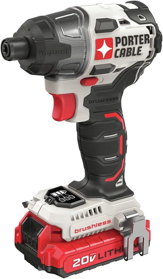 PORTER-CABLE 20V MAX Impact Driver, 1/4 Inch, 2,700 RPM, Battery and Charger Included (PCCK647LB)