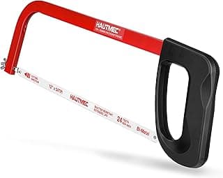 HAUTMEC 12-Inch High Tension Hacksaw, Lightweight Hack saw Frame with 24 TPI Bi-Metal HSS Blade, Adjustable Tension Hand Saw for Cutting Metal, Steel Pipe, PVC, and Wood – HT0398