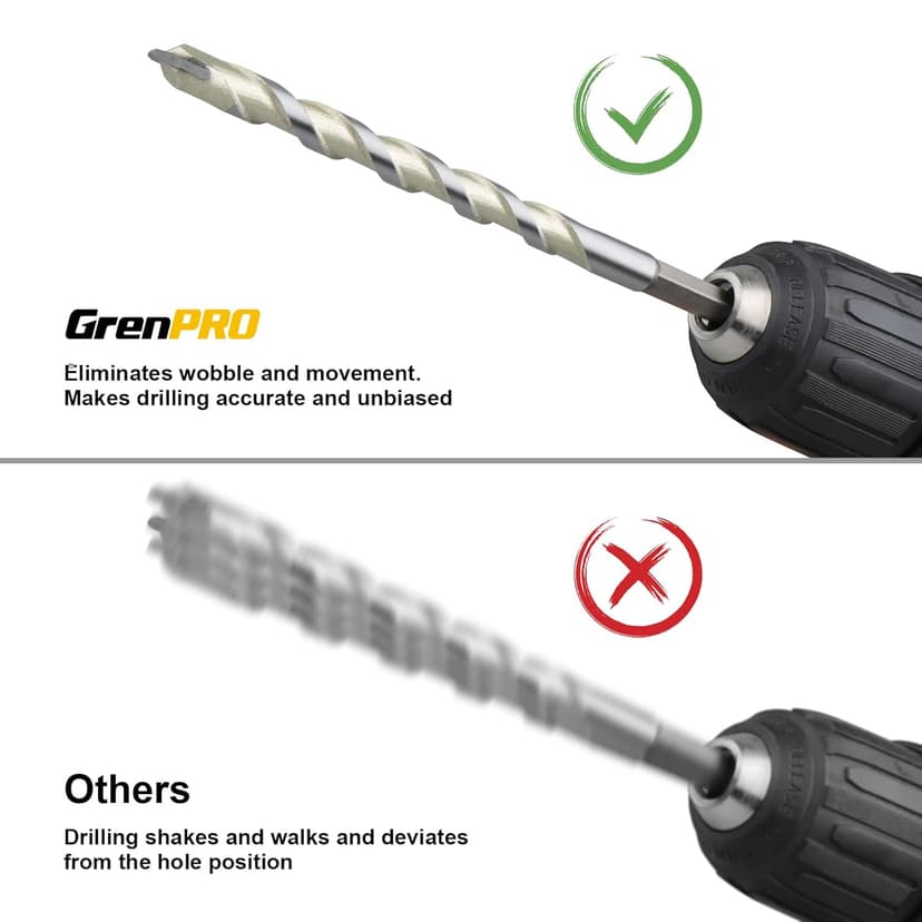 Concrete Drill Bit Set, 8 PCS Masonry Drill Bit Set for Concrete 5/32"-3/8", Industrial Carbide Drill Bits, Shockproof Hex Shank Hammer Drill Bit Set for Cement/Porcelain Tile/Brick/Class/Plastic