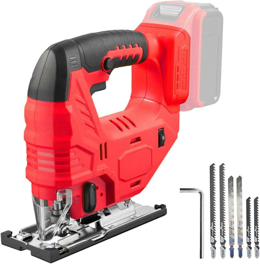 Cordless Jig Saw Compatible with Milwaukee 18V Battery, Brushless Jig Saw with 6pcs Blades, 4 Orbital Sets for Wood, Plastic and Metal Cutting (Tool Only, No Battery)