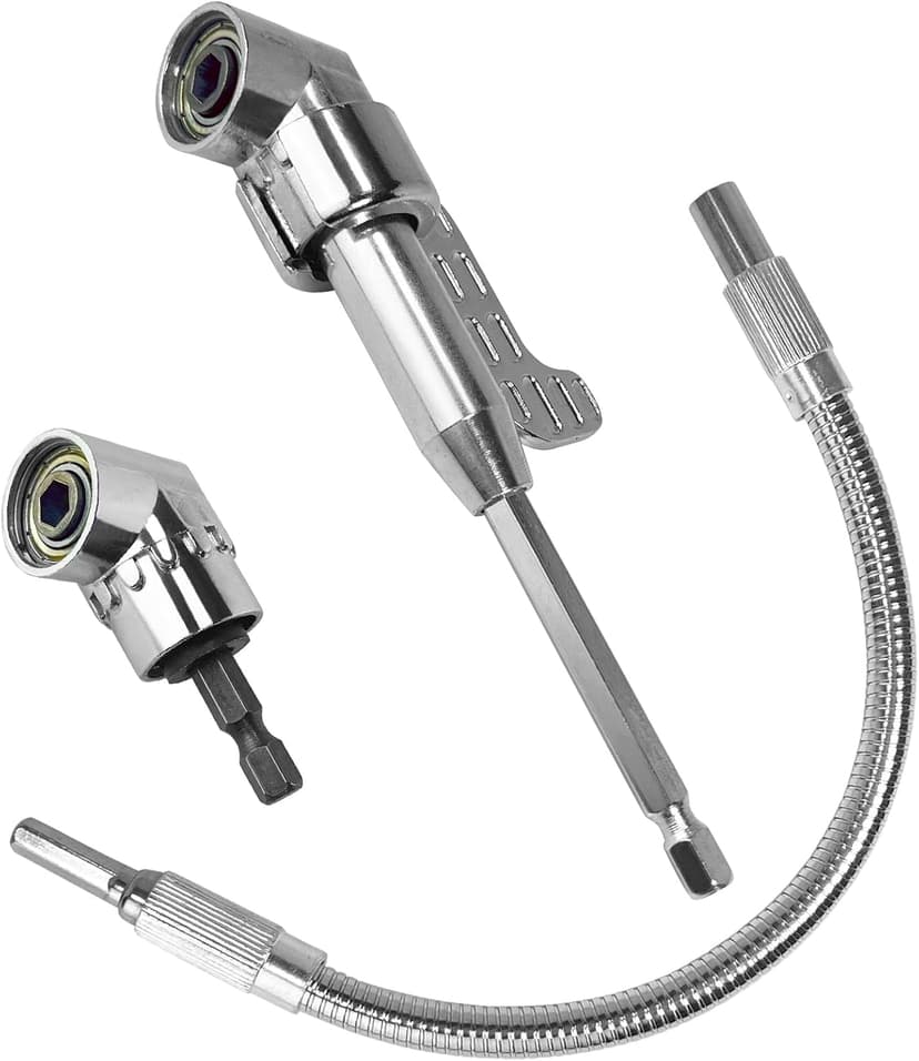 Guyuyii Flexible Drill Bit Extension and 2 Right Angle Drill Attachment Set – For DIY, Technicians and Homeowners, Ideal for Appliance Repair, Furniture and Plumbing, Compatible with Cordless Drills