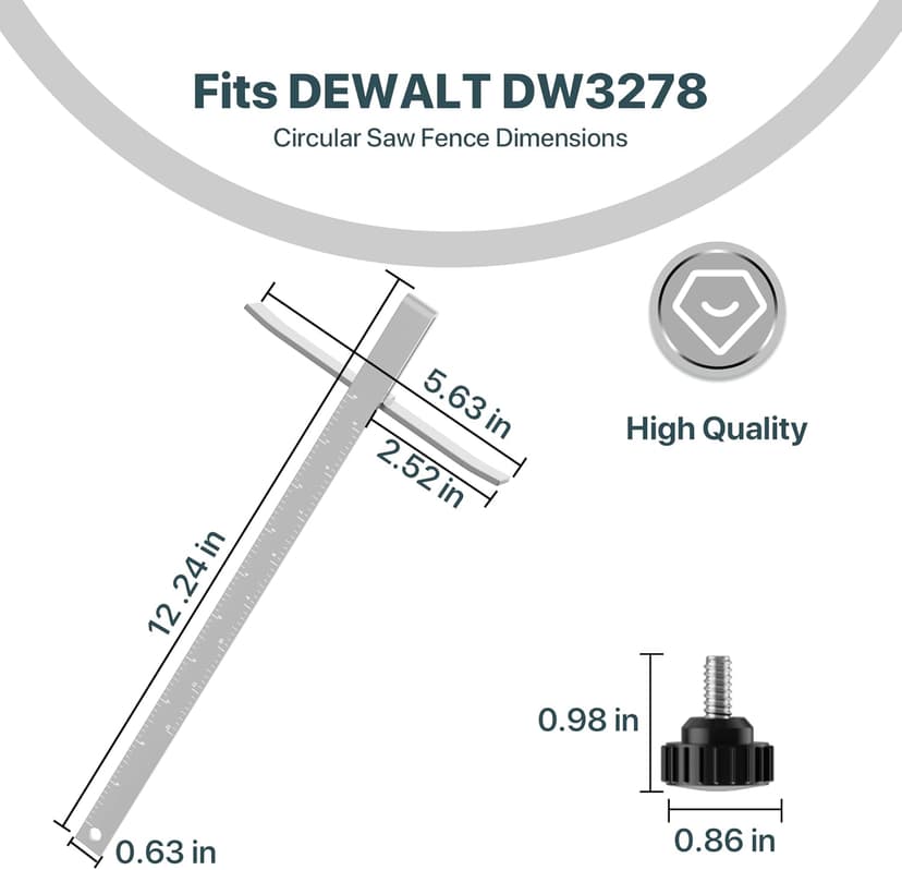DW3278 Circular Saw Rip Fence Kit – Compatible with DeWalt DCS575, DCS570, DCS577, DWE575, DWS535, and Works with 7-1/4-Inch to 8-1/4-Inch Circular Saws, Includes Round Head Stop Screw and Spring