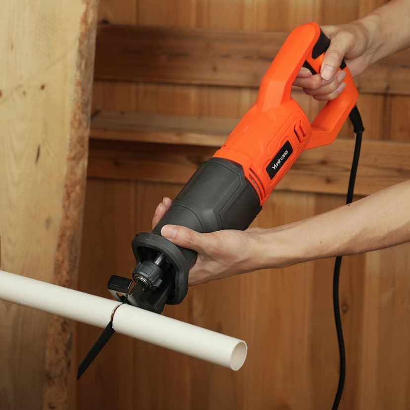 120V Reciprocating Saw, 6.0 Amp Variable Speed Corded Reciprocating Saw with 4/5" Stroke Length, 3000 SPM and 4-1/2" Max for Wood, Metal, PVC Pipe Cutting