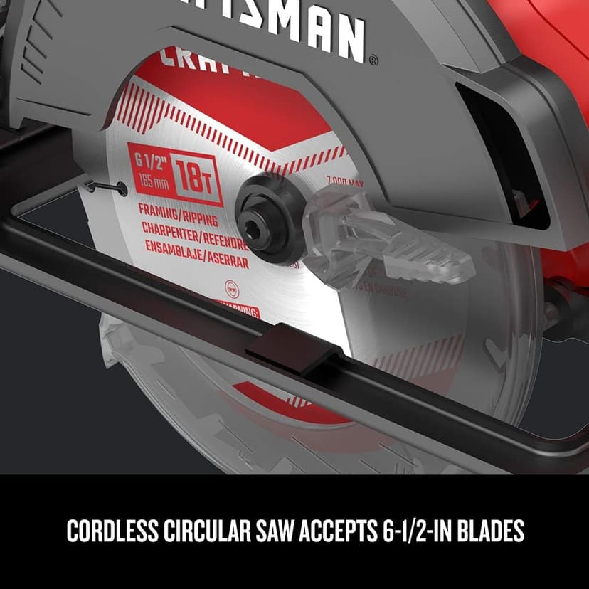 CRAFTSMAN V20 Cordless Circular Saw, 6-1/2 inch, Bare Tool Only (CMCS500B)