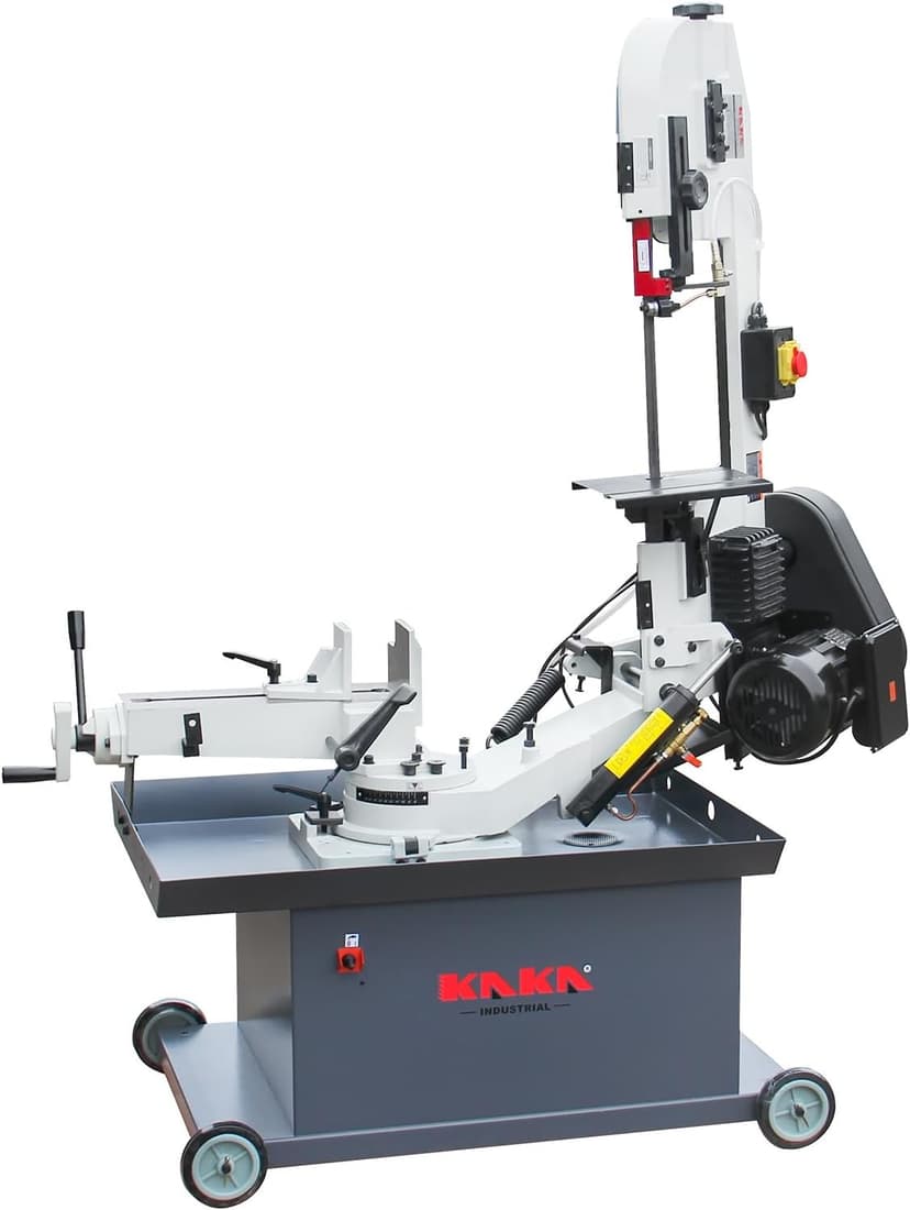 KAKA INDUSTRIAL Metal Band Saw | w/ 3 Blades Included | Horizontal Bandsaw,7 inch Round and 7 inch x 8.25 inch Rect Cut, 45-90° Swivel 1.5HP 115V/230V BS-712R