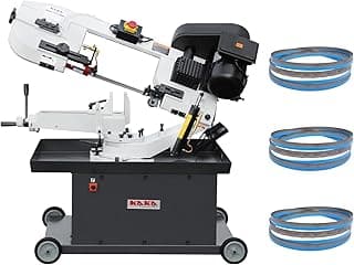 KAKA INDUSTRIAL Metal Band Saw | w/ 3 Blades Included | Horizontal Bandsaw,7 inch Round and 7 inch x 8.25 inch Rect Cut, 45-90° Swivel 1.5HP 115V/230V BS-712R