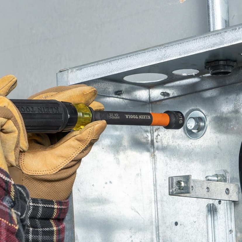 Klein Tools 32930 SAE Magnetic Impact Nut Setter Set, 6-Piece Color Coded Power Nut Driver with Extended Reach, 6 SAE Sizes