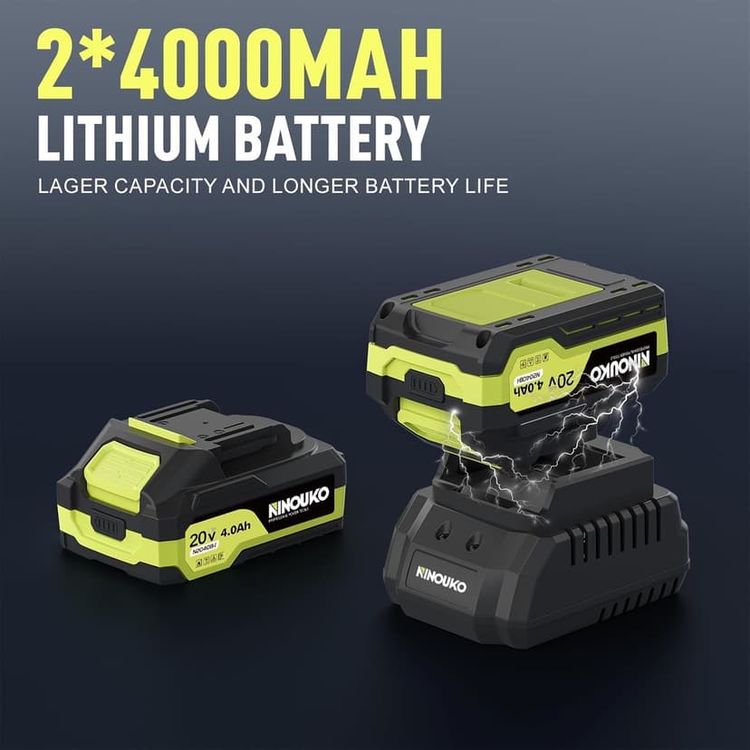 1/2 inch Impact Wrench 1000N.m (740 ft-lbs) with 2 x 4.0Ah Battery and Charger, Brushless Electirc Impact Driver Bsttery Powered High Torque Impact Gun for Home, Car, and Truck Use