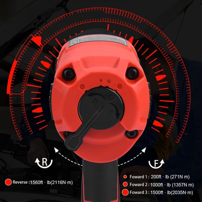 XIIW 1/2 Inch Air Impact Wrench, Max Torque 1560 ft-lbs, lightweight 4.4 lb Design, Heavy Duty 8000RPM 1/2 Air Impact Gun Driver, Twin Hammer Pneumatic Tool for Automobile Repair