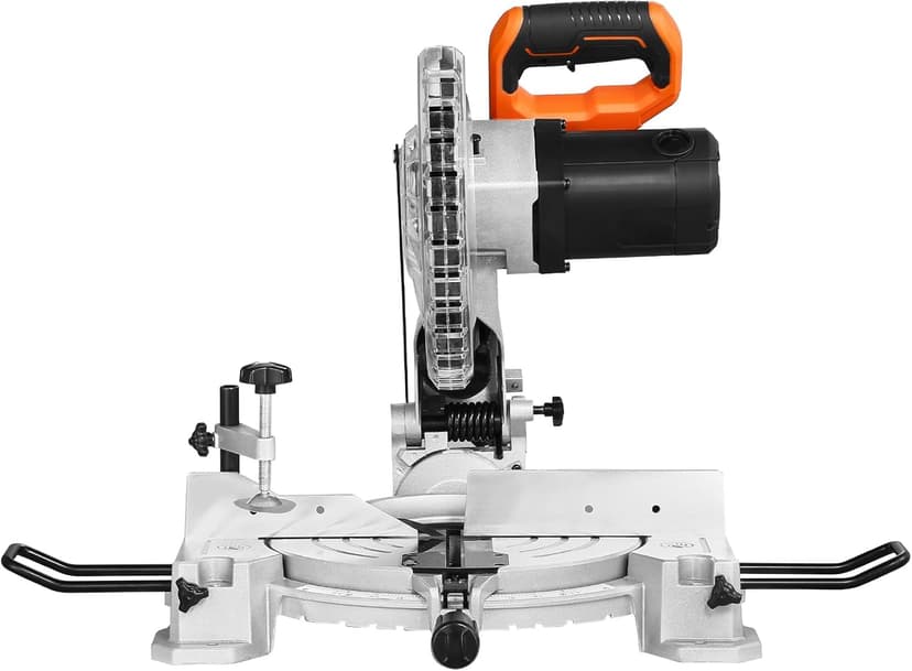 VEVOR Compound Miter Saw, 10-Inch Blade, 15 Amp Motor, 60-Tooth, Corded Single Bevel 0-45°, LED Precision Alignment, Angle Adjustable, Lightweight Cast Aluminum Base, for Wood, Composite Decking