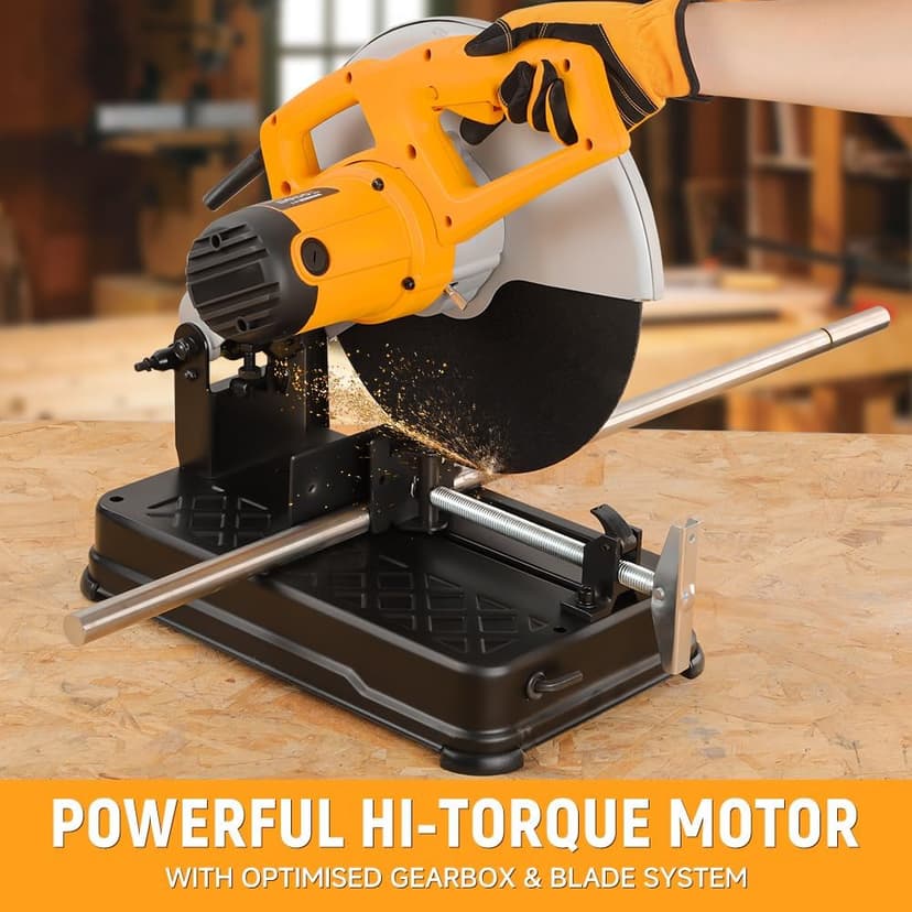 Hoteche 14-Inch Metal Cutting Chop Saw 2100W Heavy-Duty Electric Cut Off Machine with Saw Blade